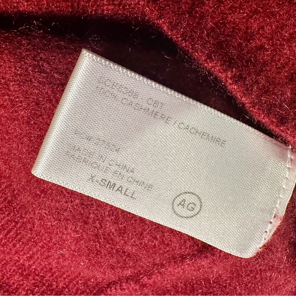 AG Adriano Goldschmied ‘Rylea’ 100% Cashmere Crewneck Sweater in “Cabernet” Red - Picture 9 of 14